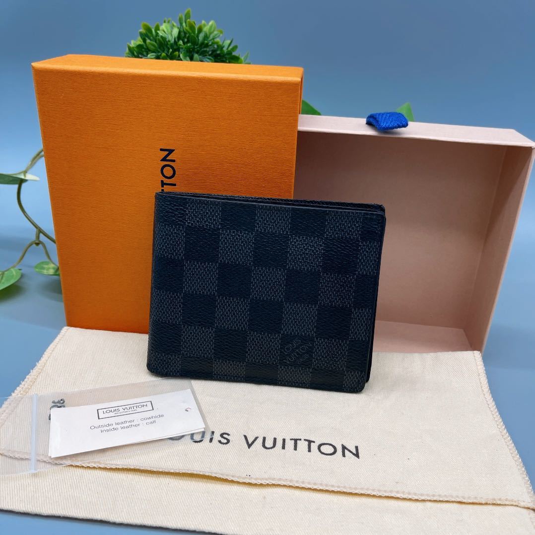 新品同様 ルイヴィトン 二つ折り財布 ダミエ グラフィット ポルトフォイユマルコ N63336 財布 長財布