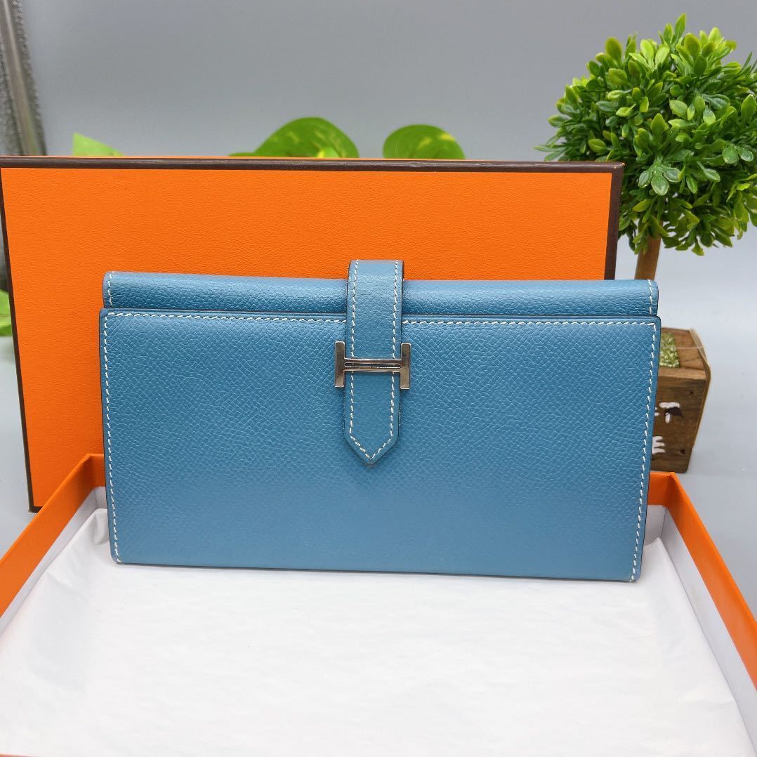 正規品 本物 HERMES エルメス ベアン 2PLIS H金具 長財布-