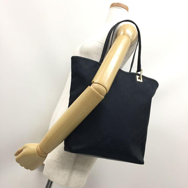 GUCCI グッチ トートバッグ GG シマ キャンバス レザー 革 ハンドル