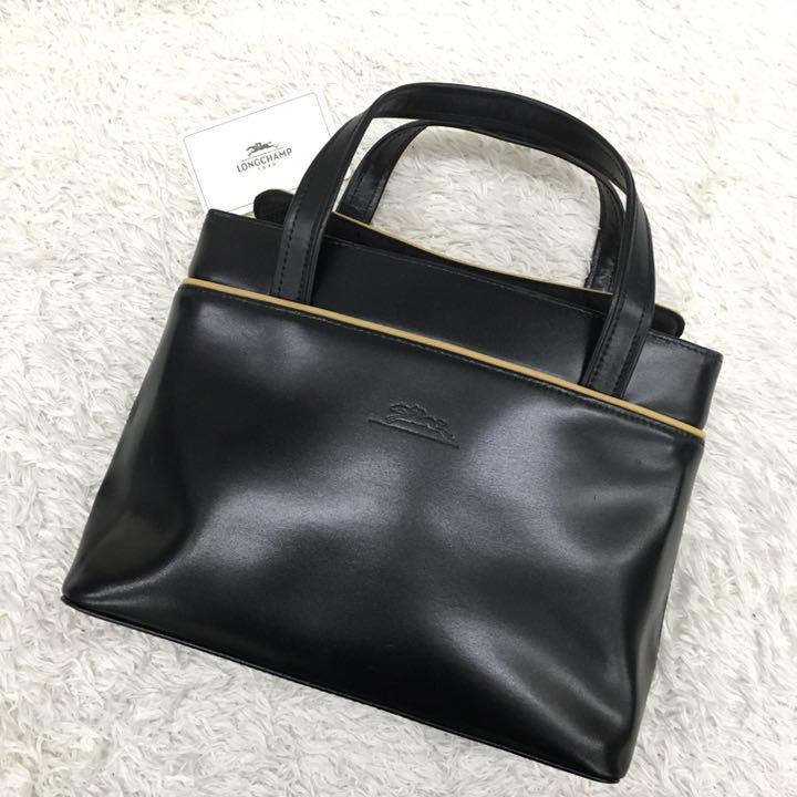 LONGCHAMP ロンシャン ハンドバッグ レザー 0528267 KGCR 黒 ギャランティカード付き