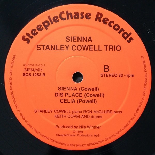 【オリジナル】STANLEY COWELL 美品 DENMARK盤 SIENNA スタンリーカウエル STEEPLE CHASE ピアノトリオ STRATA EAST_画像5