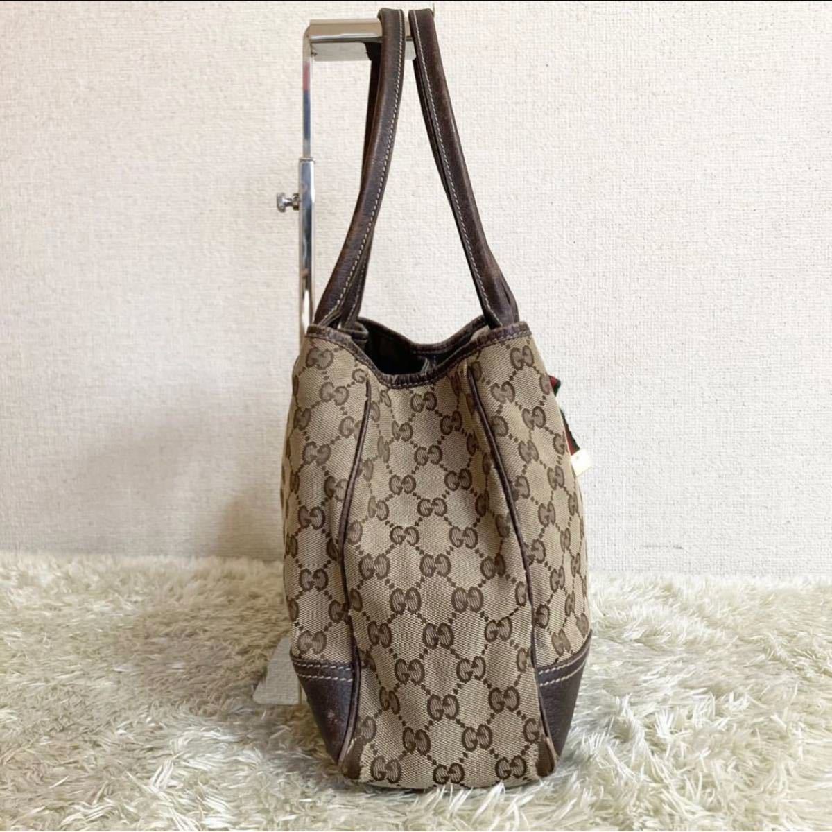 GUCCI グッチ シェリーライン トートバッグ ハンドバッグ ショルダーバッグ キャンバス チャーム レザー GG柄 金具_画像4