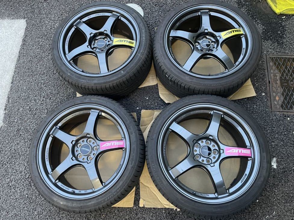 AME トレーサー GT-V 18インチ 100-5H 8.5j 9.5j +38 86 BRZ チューナーサイズ 4本セット