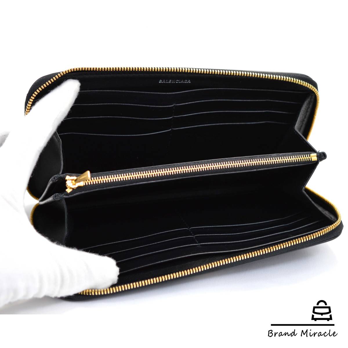 極美品】バレンシアガ BALENCIAGA BB ロゴ ジップアラウンド ラウンド