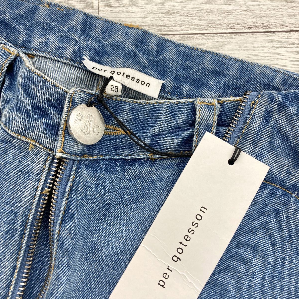 美品 21SS per gotesson パーギョーテソン zipper jeans デニムパンツ ジッパー ジップ 28 WASHED 加工_画像4