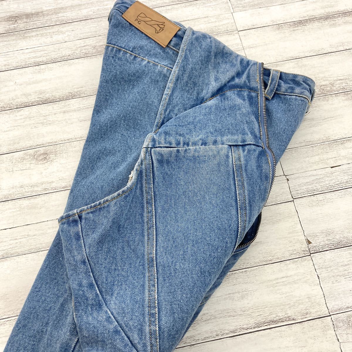 美品 21SS per gotesson パーギョーテソン zipper jeans デニムパンツ ジッパー ジップ 28 WASHED 加工_画像7
