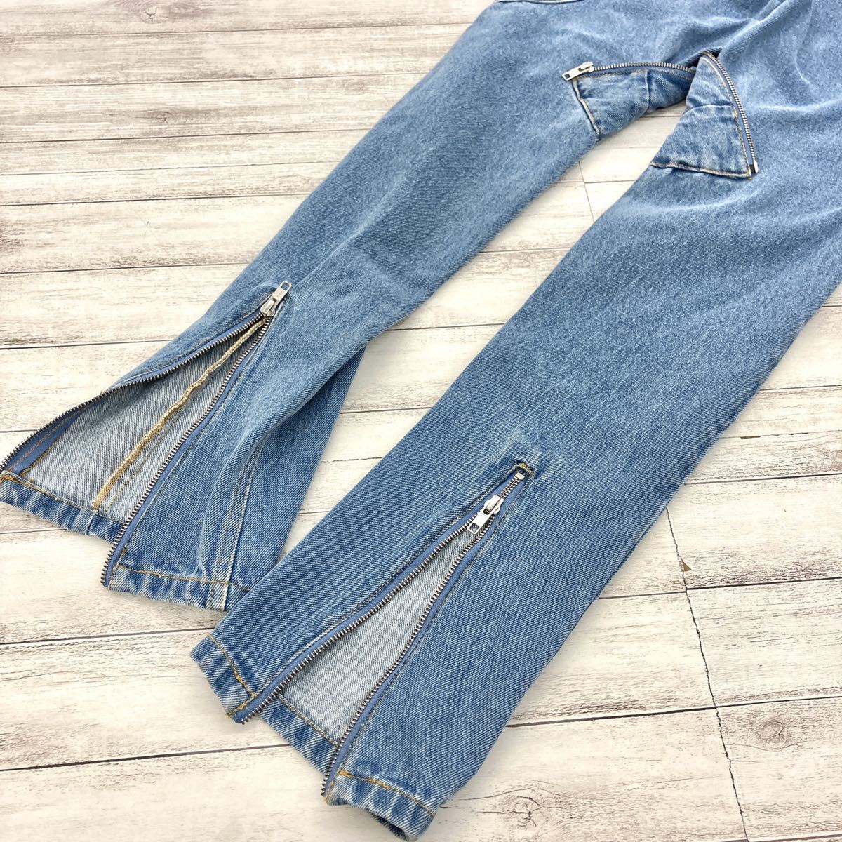 美品 21SS per gotesson パーギョーテソン zipper jeans デニムパンツ ジッパー ジップ 28 WASHED 加工_画像8