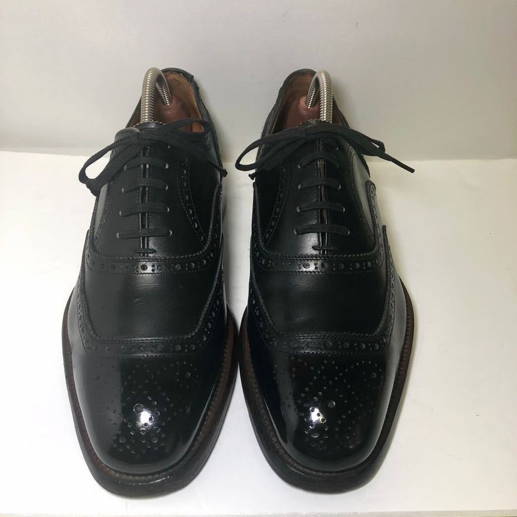 即決 美品　SCOTCH GRAIN スコッチグレイン 25.0cm メンズ レザーシューズ セミブローグ　ブラック　黒　革靴 ビジネスシューズ