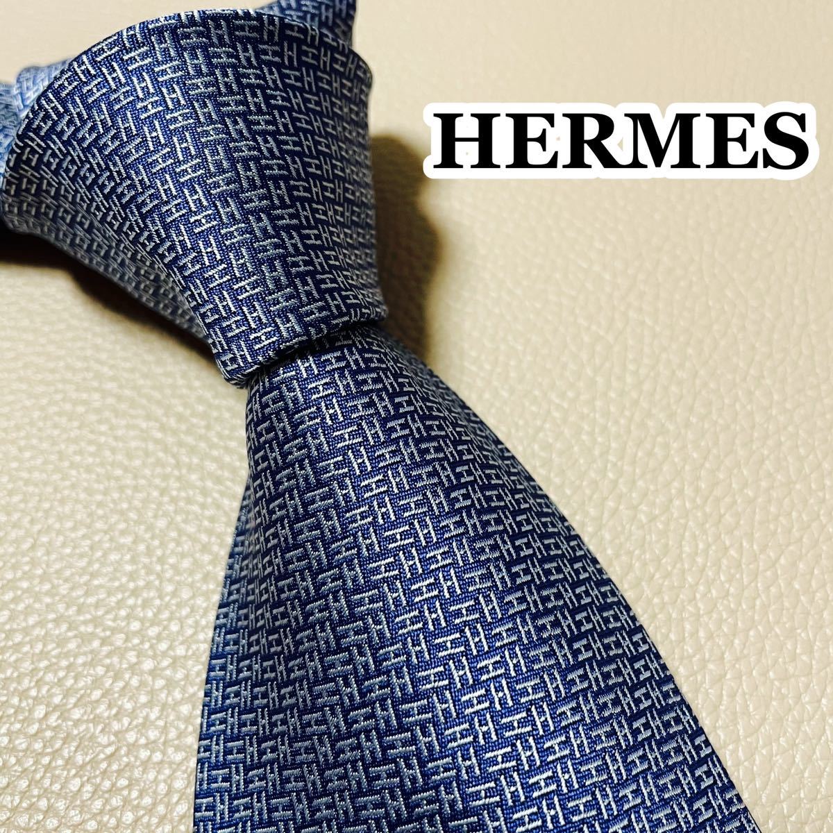 HERMES エルメス ネクタイ　H柄　ストライプ　ドット　総柄　ビジネス ブランドネクタイ　ハイブランド ネイビー　紺 高級シルク