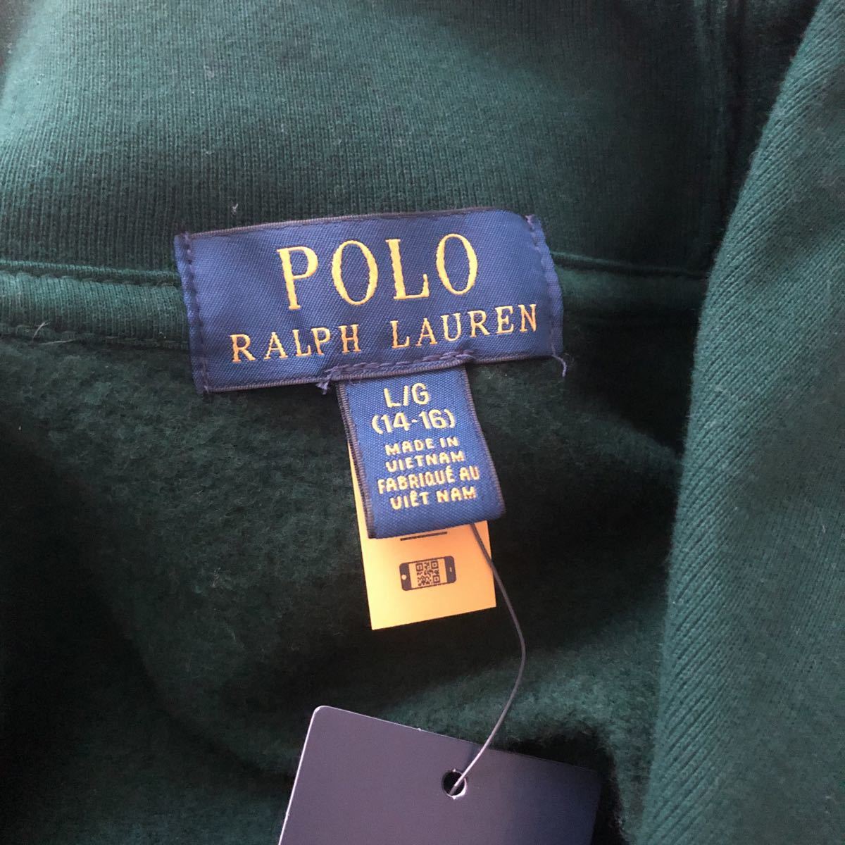  new goods unused net complete sale goods POLO RALPH LAUREN Kids boys shawl color green check reverse side nappy sweatshirt L160cm 2021 year autumn winter 