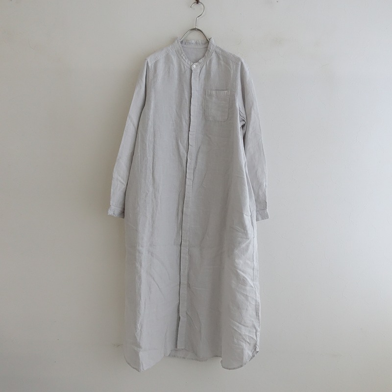 □【美品/2021】ネストローブ nest Robe *リネンバンドカラーシャツ