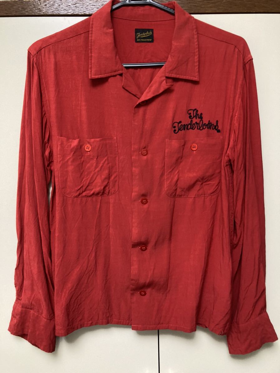 TENDERLOIN/オープンカラーシャツ/S/レーヨン/赤/ボーリングシャツ
