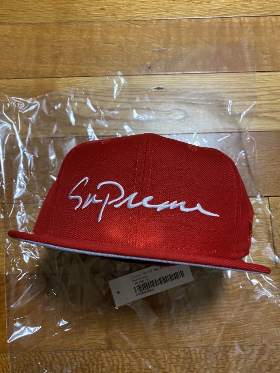 新品未使用！未試着！Supreme シュプリーム　18FW Classic Script Box Logo New Era Cap 7 5/8 60.6cm 赤　レッド　ニューエラ_画像2