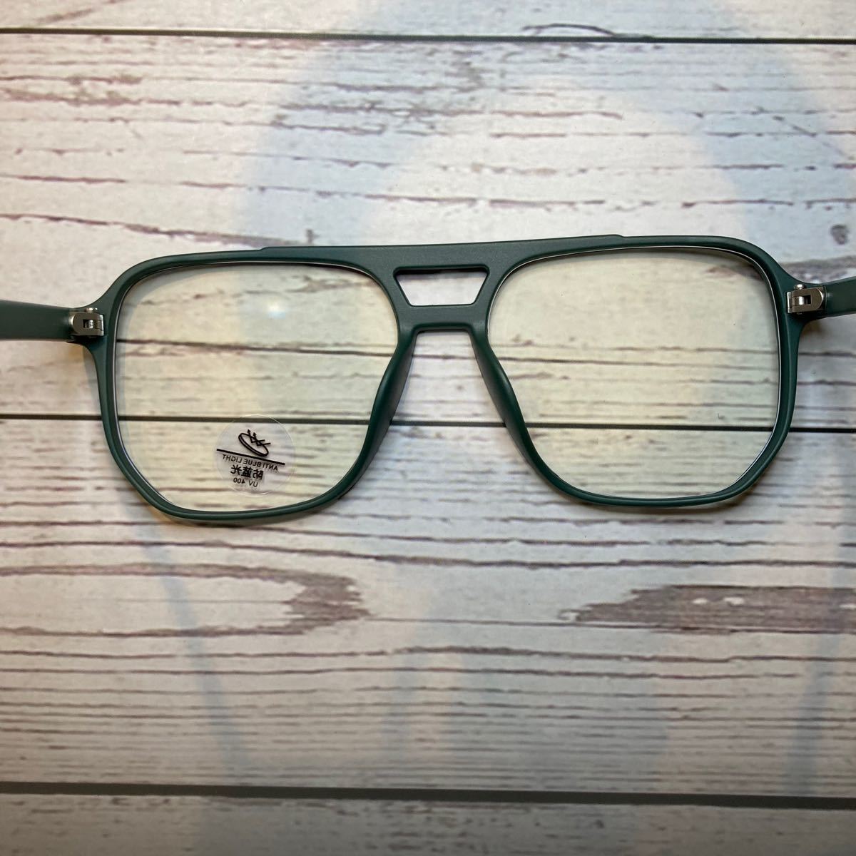 かわいいおしゃれくすみカラー緑グリーンサングラスUVブルーライトめがね眼鏡メガネ