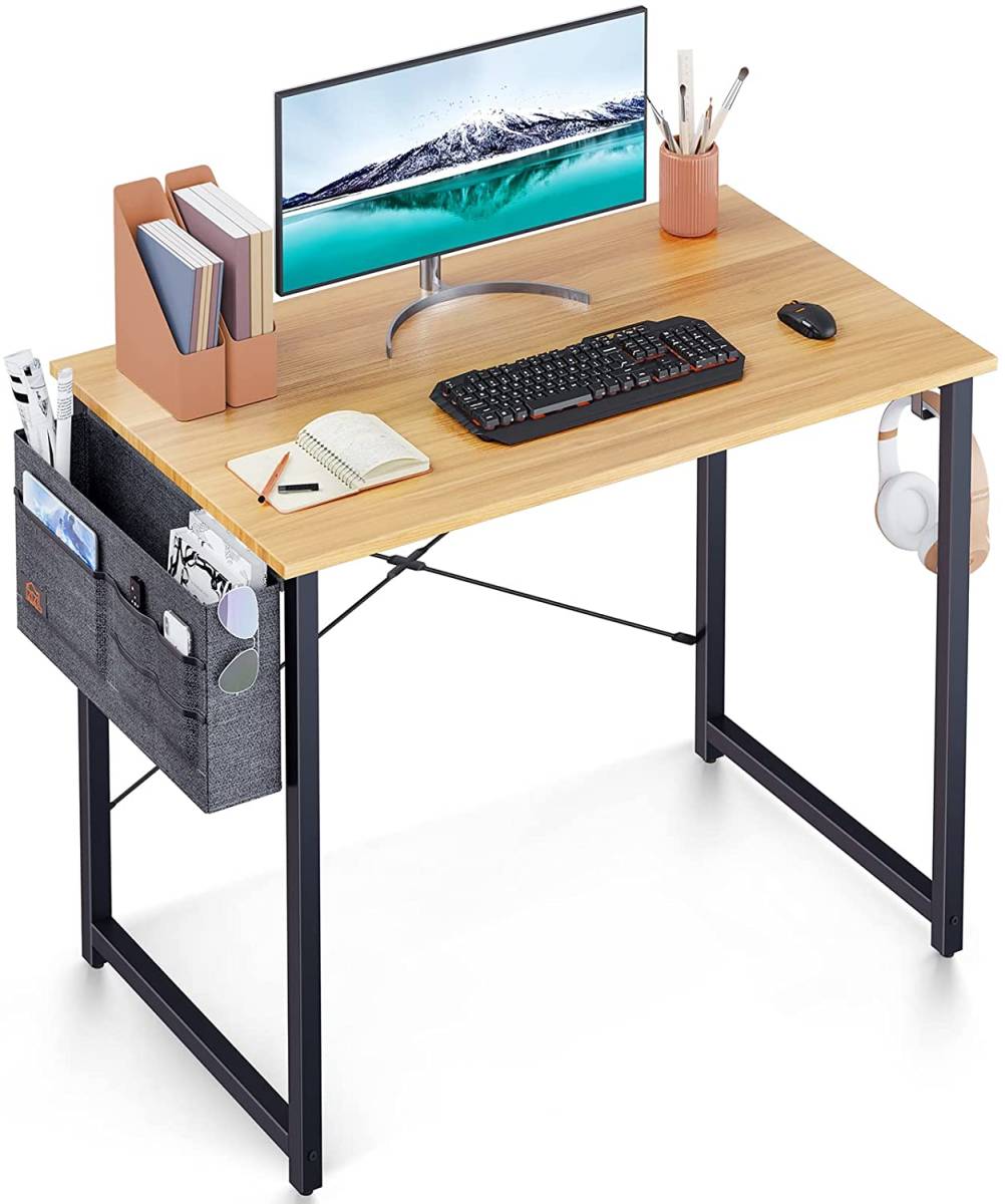 ファッション フック付き 収納袋 勉強机 作業机 机 デスク PCデスク パソコンデスク 傷や熱、水に強い オフィス ナチュラル 幅80cm  テレワーク - 木材 - hlt.no