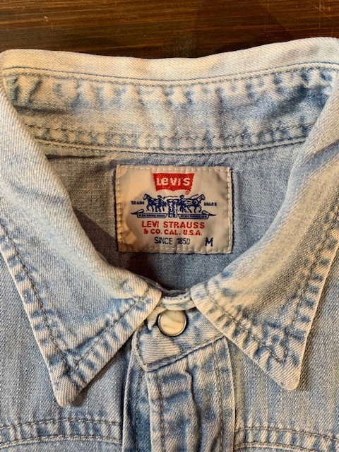 ★実寸XL！96年1月製ヴィンテージリーバイス.Levi's.ユーズドデニムウエスタンシャツ.USA古着.ルード系ロックバイカー西海岸サーフスタイル_画像9