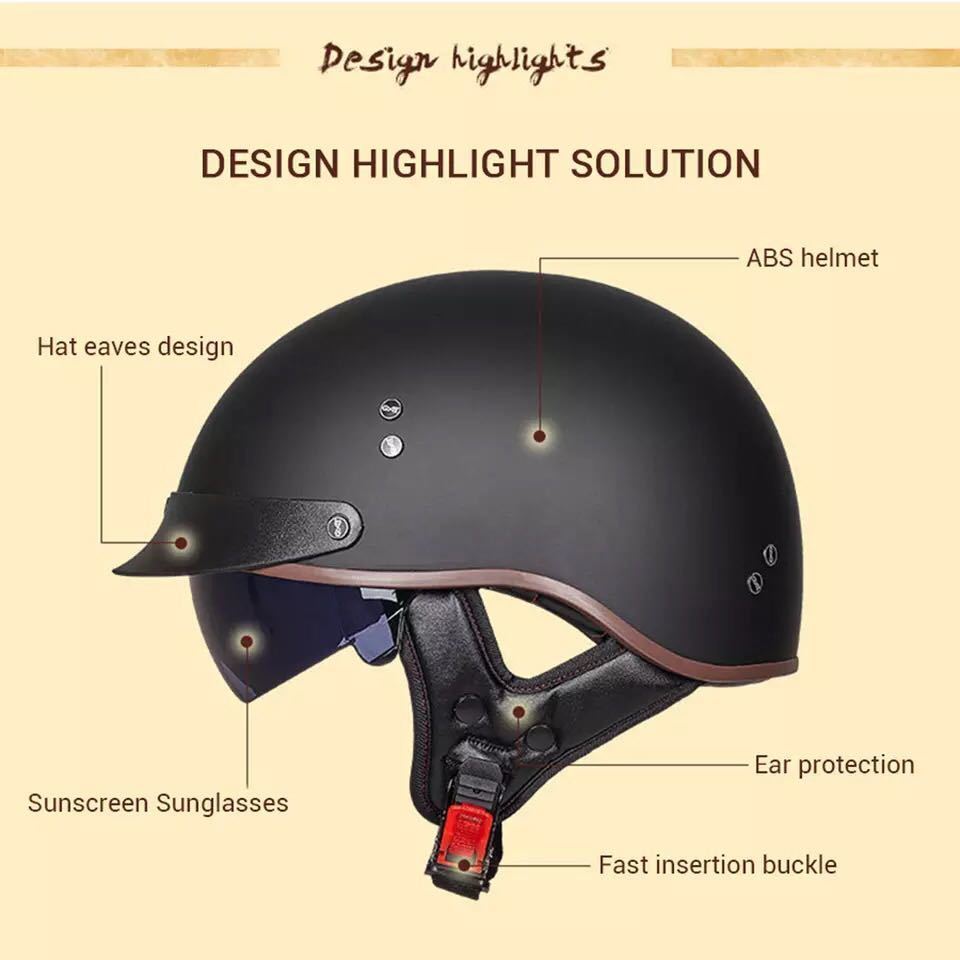 ☆送料無料・新品未使用☆ バイクヘルメット 半キャップ ヘルメット ハーレーヘルメット サイズ各種あります M～XXLの画像3