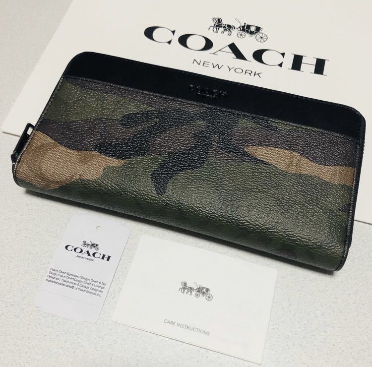 COACH コーチ 長財布 F87189 カモフラージュ 迷彩柄 ラウンドジップ