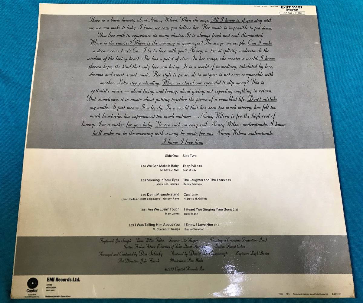 LP●Nancy Wilson / I Know I Love Him UKオリジナル盤E-ST11131 メロウソウル_画像2