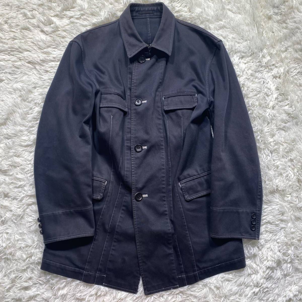 95AW COMME des GARCONS HOMME レザーポケットウールジップブルゾン
