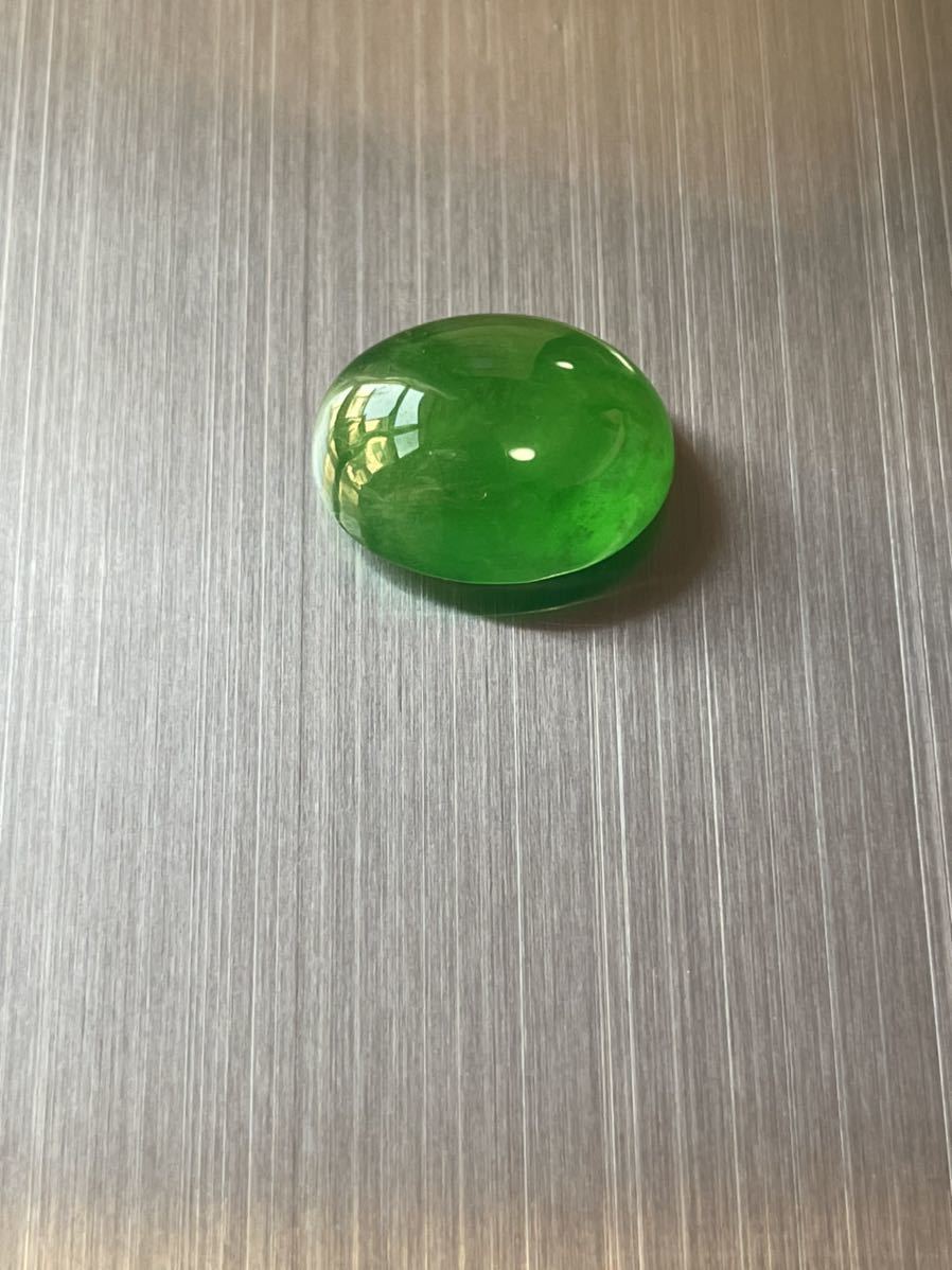 海麗　天然翡翠裸石 アイスジェイダイト カボションルース　高級ジュエリーオーダーメイド用 ハイグレード 綺麗な緑色 重さ30.0ct MIRE1074