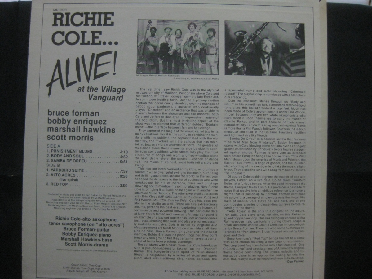 リッチー・コール / Richie Cole / Alive! At The Village Vanguard ◆LP3324NO BBRP◆LP_画像2