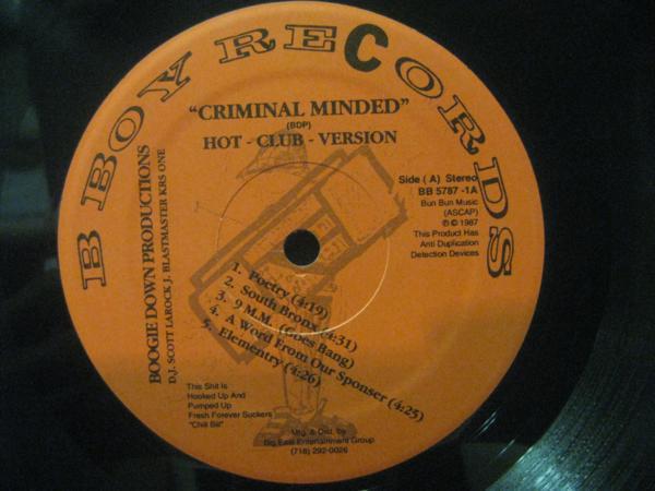 BOOGIE DOWN PRODUCTIONS / CRIMINAL MINDED *N988NO*LP