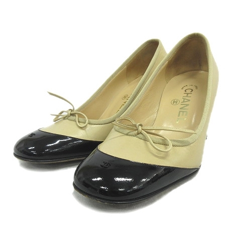 03C シャネル CHANEL CLASSIC PUMP ココマーク バイカラー キャップ