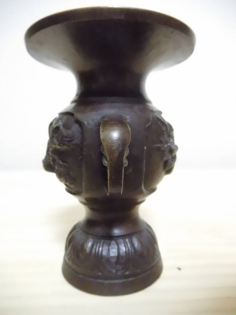 X156-51W　仏具　花瓶　双耳　真鍮　刻銘　宗甫　中古　高さ約9.5ｃｍ　（X1-3）_画像5