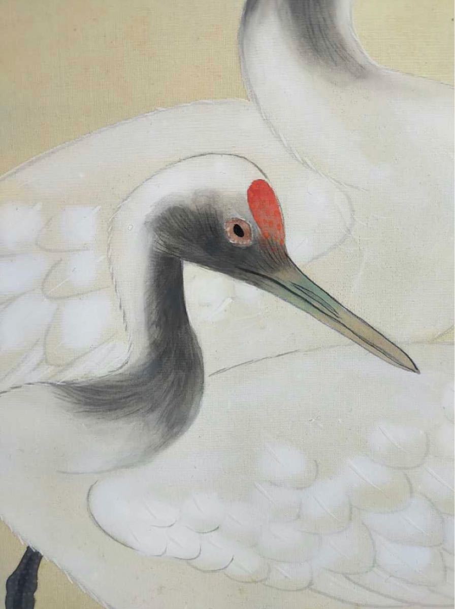 本日限定 H057 鶴之図 栄峰 絹本 肉筆 花鳥 朝日 海 日本画 絵画 本日限定 H057 鶴之図 栄峰 絹本 肉筆 花鳥 朝日 海 日本画 絵画