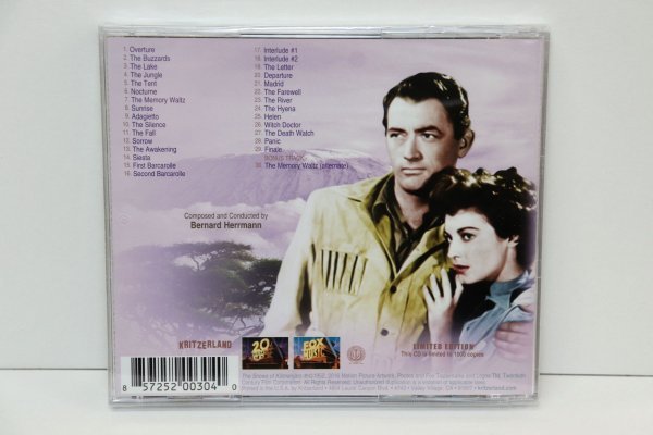 【新品・未開封】希少 CD キリマンジャロの雪 The Snows of Kilimanjaro バーナード・ハーマン 1000枚限定盤 サウンドトラックの画像2