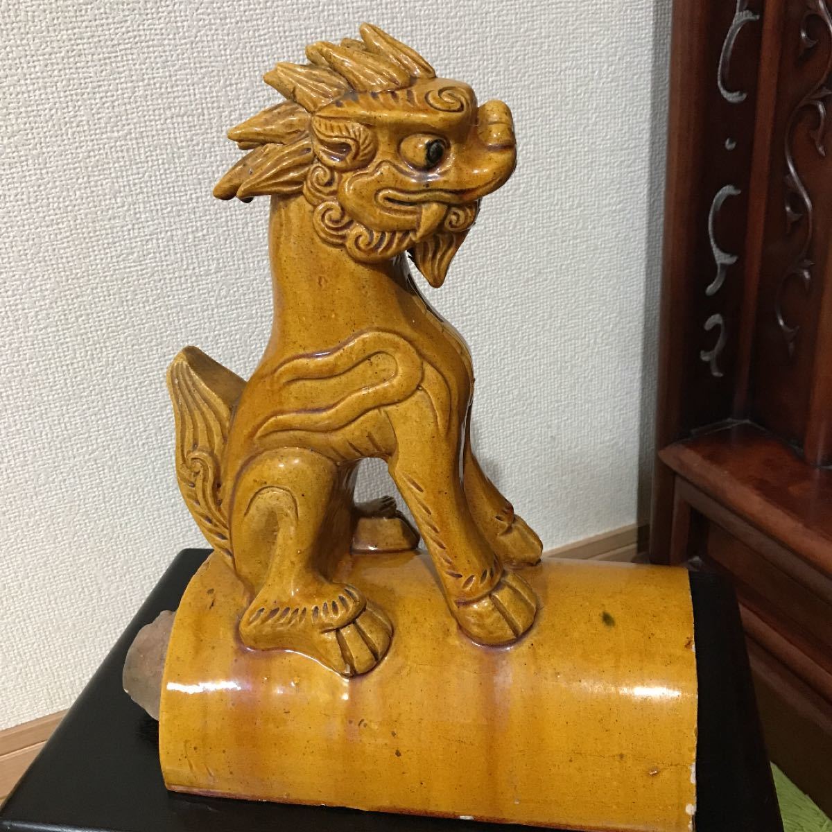 陶器　大型　置物　獅子　希少　美術品　縁起物　年代品　重い！