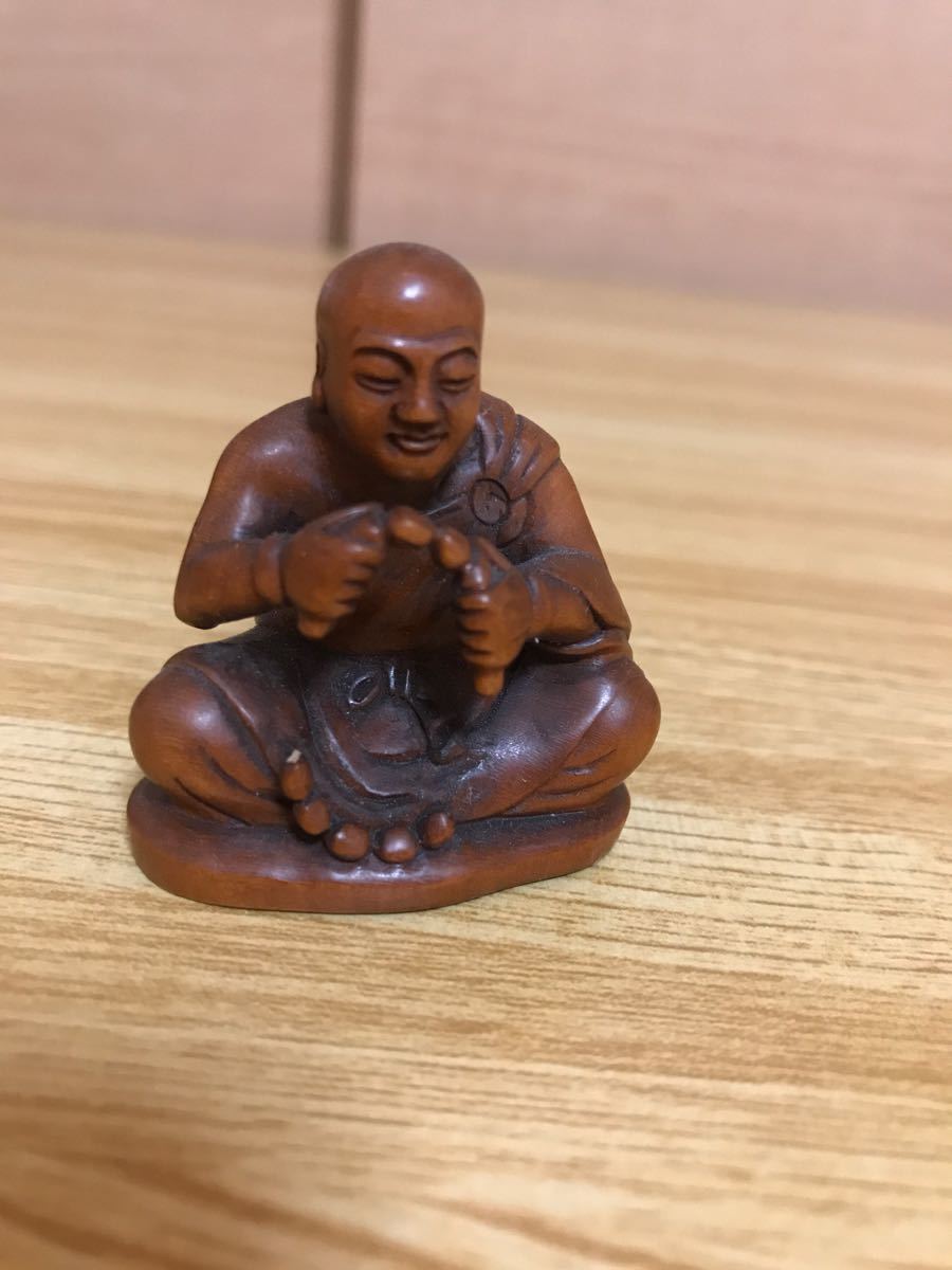 仏教美術 古玩 骨董 仏像 木彫　根付　年代物　銘有り