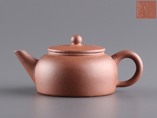 【es】煎茶道具 時代 朱泥紫砂 中国宜興 単孔口 急須 うぶ品 b291