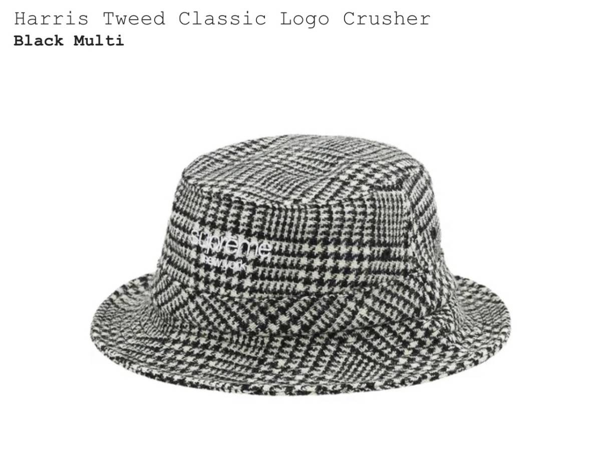 【新品】Supreme Harris Tweed Classic Logo Crusher COLOR/STYLE：Black Multi SIZE：M/L