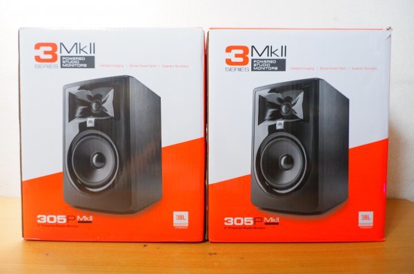48<未使用品>JBL 305P MKⅡ パワードモニタースピーカー ペア 元箱付