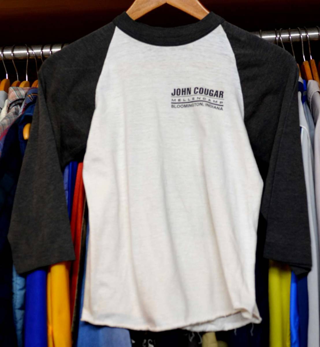 t987/JOHN COUGAR MELLENCAMP 七分袖Tシャツ ラグラン 美USED 80's