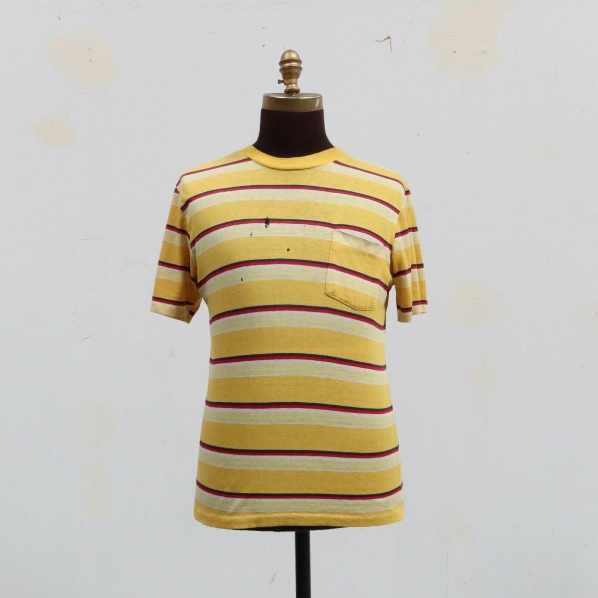 Vintage 80s JC Penney Stripe Shirt Size S M Yellow 海外 即決
