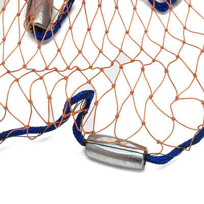 12ft 7.2M Fish Net Bait Easy Throw Strong Nylon Line W/ Sinker Han $ r