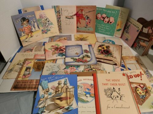 35) Vintage 1940's Greeting Card Lot / Get Well / Mothers Day ...