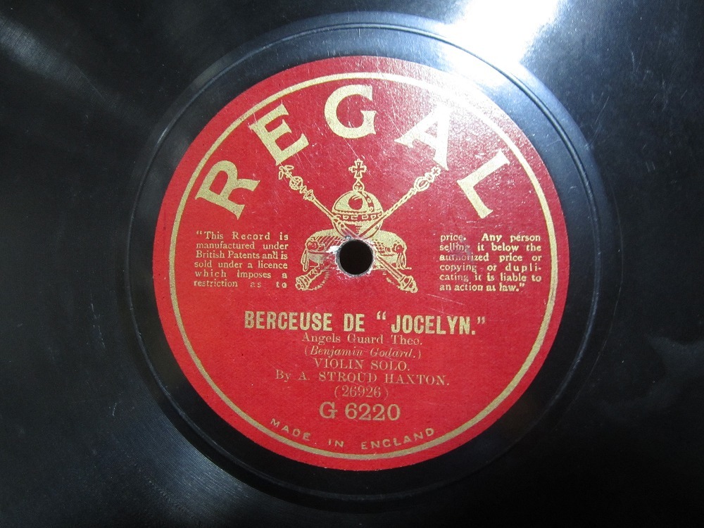 ★☆SP盤レコード ヴァイオリン SPRING SONG / BERCEUSE DE JOCELYN A. STROUD HAXTON 蓄音機用 中古品☆★[4526]_画像5