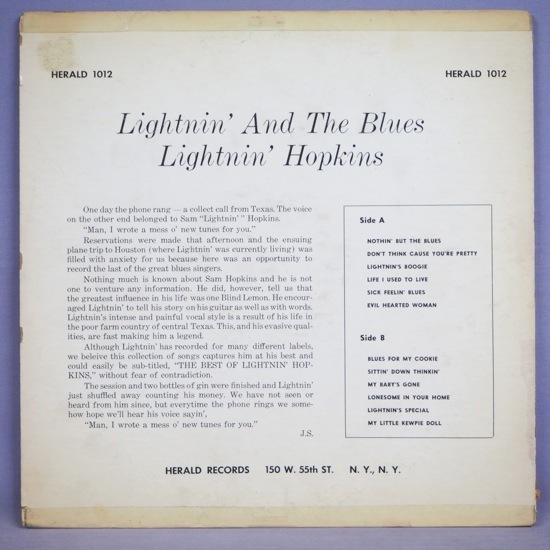 # original! HERALD!*LIGHTNIN HOPKINS/&BLUES* free shipping ( conditions equipped ) great number exhibiting!* name record #