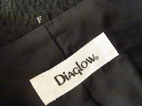 (47469)Diaglow silk 100% turn-down collar coat black F USED