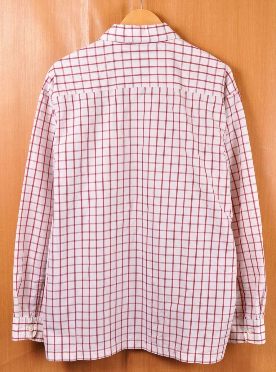 ビッグサイズ トミージーンズ トミーヒルフィガー 長袖フルジップシャツ 長袖シャツ レッド系 チェック柄 XL相当(22313_画像2