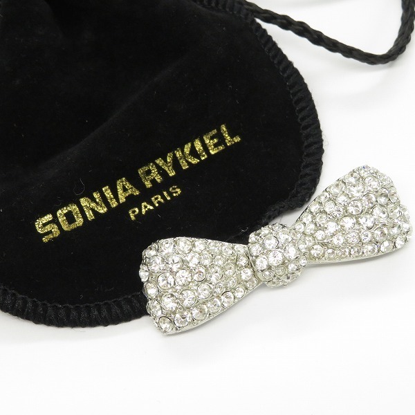 #anza ソニアリキエル SONIARYKIEL ブローチ シルバー リボン ラインストーン レディース [722770]_画像1