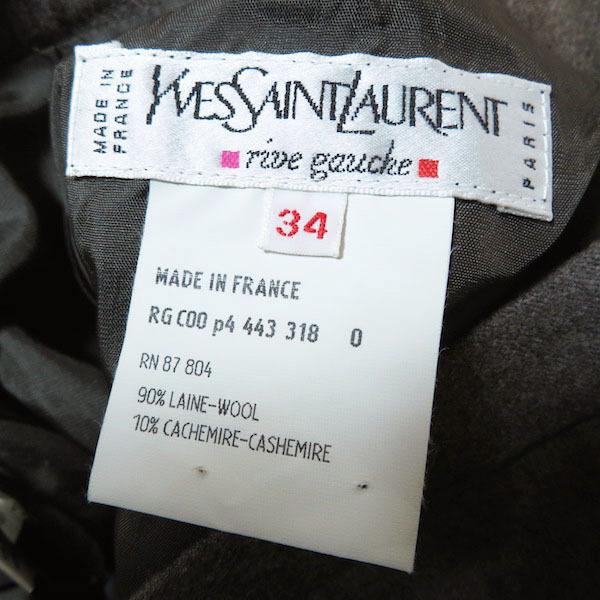 #wnc イヴサンローラン リブゴーシュ Yves Saint Laurent スカート 34 フランス製 カシミヤ混 プリーツ レディース [722064]_画像6