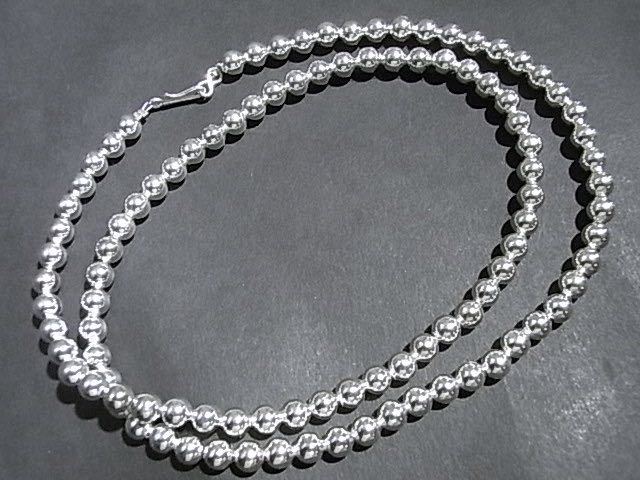 USAインディアンジュエリーNAVAJOナバホパールネックレスSilverPlateビーズ6mm,70cm西海岸ロックサーフカントリーアウトドアメカジバイカー_画像4