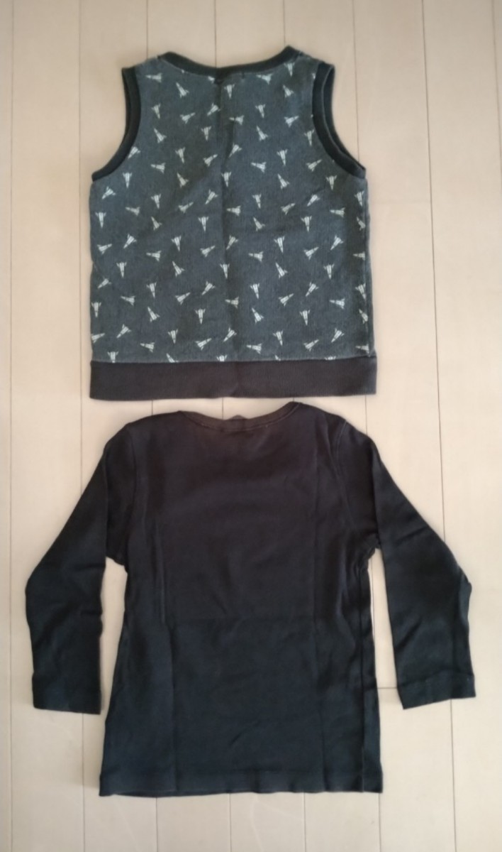 【used】H&M長袖Tシャツ&ベスト　９０cm ２枚セット