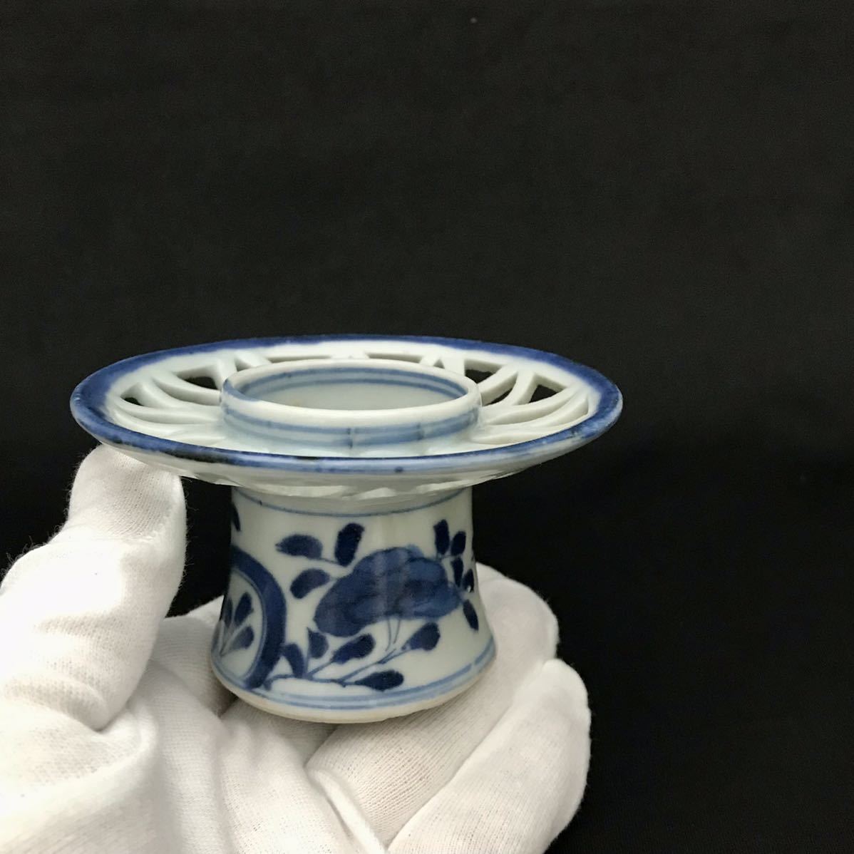 いいただけ ヤフオク! 染付 透かし 波千鳥の図 盃台 - fbhb-D195mS 古