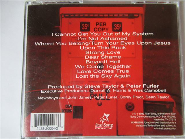 『CD廃盤 NewsBoys(ニュースボーイズ) / Not Ashamed US輸入盤 ★Feat.Steve Taylor ◆CDケース新品』